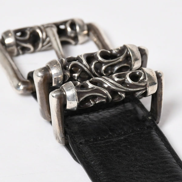 CHROME HEARTS クロムハーツ BLT ROLLER 3PC ローラーベルト サイズ36 ブラック レザー シルバー925 美品 中古 4a009356