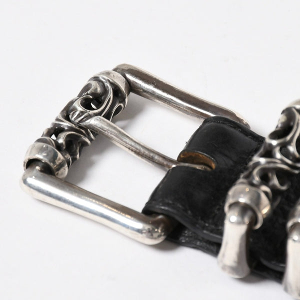 CHROME HEARTS クロムハーツ BLT ROLLER 3PC ローラーベルト サイズ36 ブラック レザー シルバー925 美品 中古 4a009356