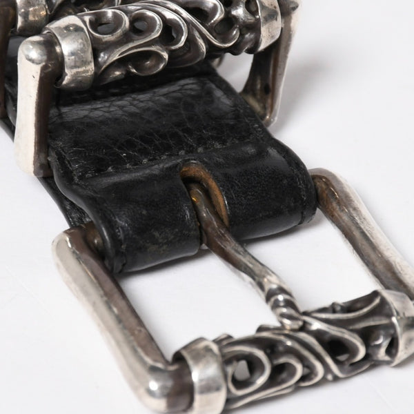 CHROME HEARTS クロムハーツ BLT ROLLER 3PC ローラーベルト サイズ36 ブラック レザー シルバー925 美品 中古 4a009356