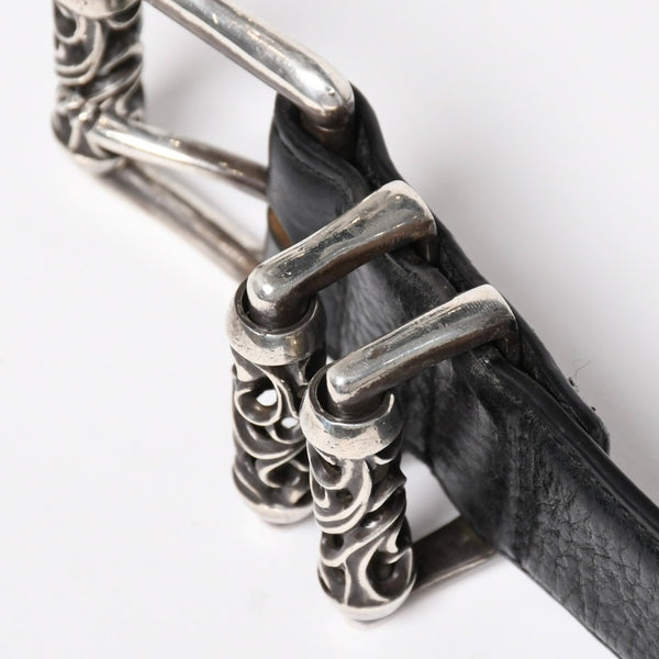 CHROME HEARTS クロムハーツ BLT ROLLER 3PC ローラーベルト サイズ36 ブラック レザー シルバー925 美品 中古 4a009356