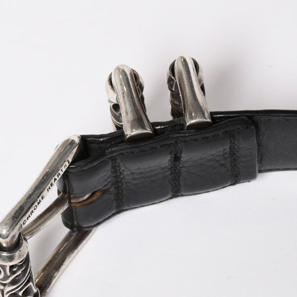 CHROME HEARTS クロムハーツ BLT ROLLER 3PC ローラーベルト サイズ36 ブラック レザー シルバー925 美品 中古 4a009356