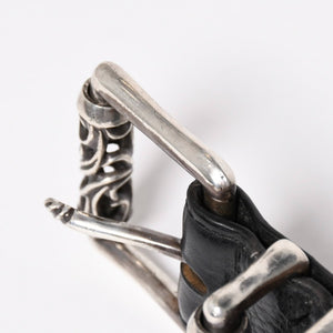 CHROME HEARTS クロムハーツ BLT ROLLER 3PC ローラーベルト サイズ36 ブラック レザー シルバー925 美品 中古 4a009356