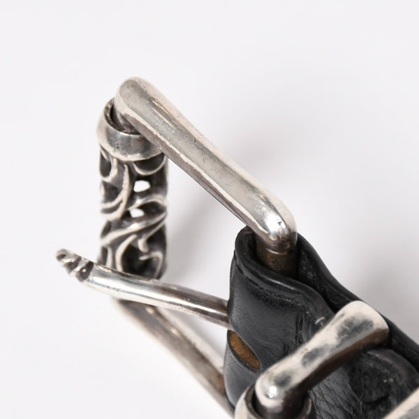 CHROME HEARTS クロムハーツ BLT ROLLER 3PC ローラーベルト サイズ36 ブラック レザー シルバー925 美品 中古 4a009356