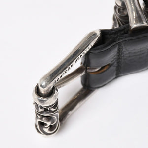 CHROME HEARTS クロムハーツ BLT ROLLER 3PC ローラーベルト サイズ36 ブラック レザー シルバー925 美品 中古 4a009356