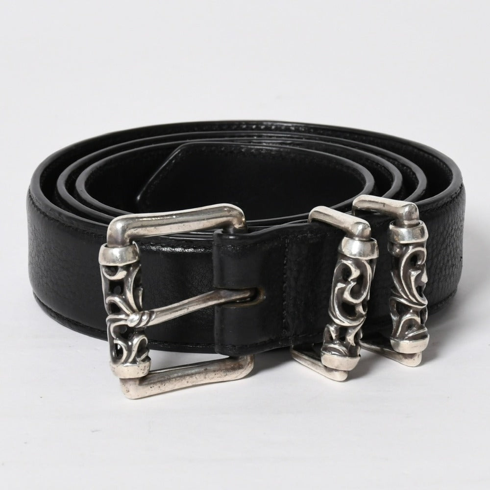 CHROME HEARTS クロムハーツ BLT ROLLER 3PC ローラーベルト サイズ40 ブラック レザー シルバー925 美品 中古 4a009357