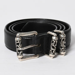CHROME HEARTS クロムハーツ BLT ROLLER 3PC ローラーベルト サイズ40 ブラック レザー シルバー925 美品 中古 4a009357