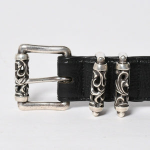 CHROME HEARTS クロムハーツ BLT ROLLER 3PC ローラーベルト サイズ40 ブラック レザー シルバー925 美品 中古 4a009357