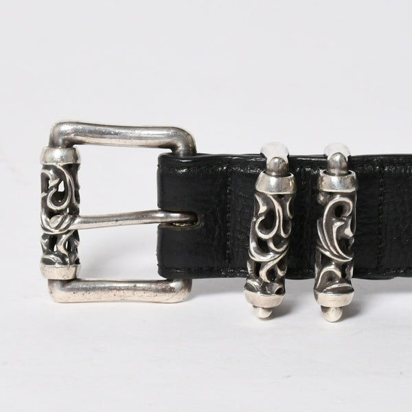 CHROME HEARTS クロムハーツ BLT ROLLER 3PC ローラーベルト サイズ40 ブラック レザー シルバー925 美品 中古 4a009357