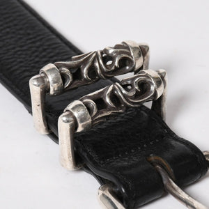 CHROME HEARTS クロムハーツ BLT ROLLER 3PC ローラーベルト サイズ40 ブラック レザー シルバー925 美品 中古 4a009357