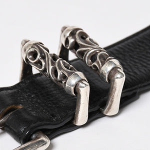 CHROME HEARTS クロムハーツ BLT ROLLER 3PC ローラーベルト サイズ40 ブラック レザー シルバー925 美品 中古 4a009357