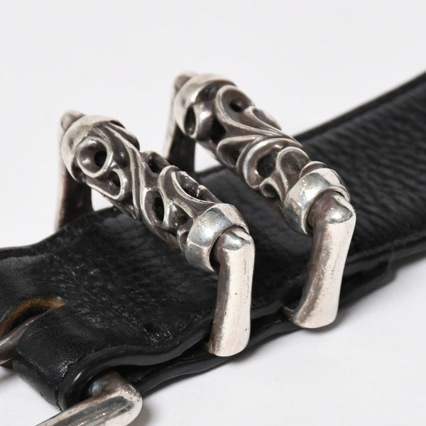CHROME HEARTS クロムハーツ BLT ROLLER 3PC ローラーベルト サイズ40 ブラック レザー シルバー925 美品 中古 4a009357