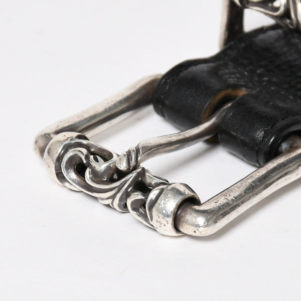CHROME HEARTS クロムハーツ BLT ROLLER 3PC ローラーベルト サイズ40 ブラック レザー シルバー925 美品 中古 4a009357