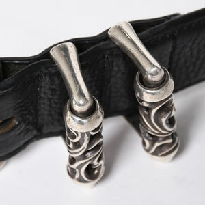 CHROME HEARTS クロムハーツ BLT ROLLER 3PC ローラーベルト サイズ40 ブラック レザー シルバー925 美品 中古 4a009357