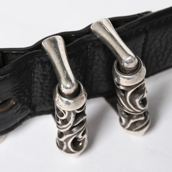 CHROME HEARTS クロムハーツ BLT ROLLER 3PC ローラーベルト サイズ40 ブラック レザー シルバー925 美品 中古 4a009357