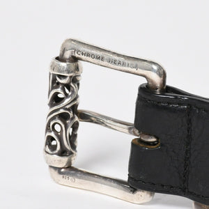 CHROME HEARTS クロムハーツ BLT ROLLER 3PC ローラーベルト サイズ40 ブラック レザー シルバー925 美品 中古 4a009357