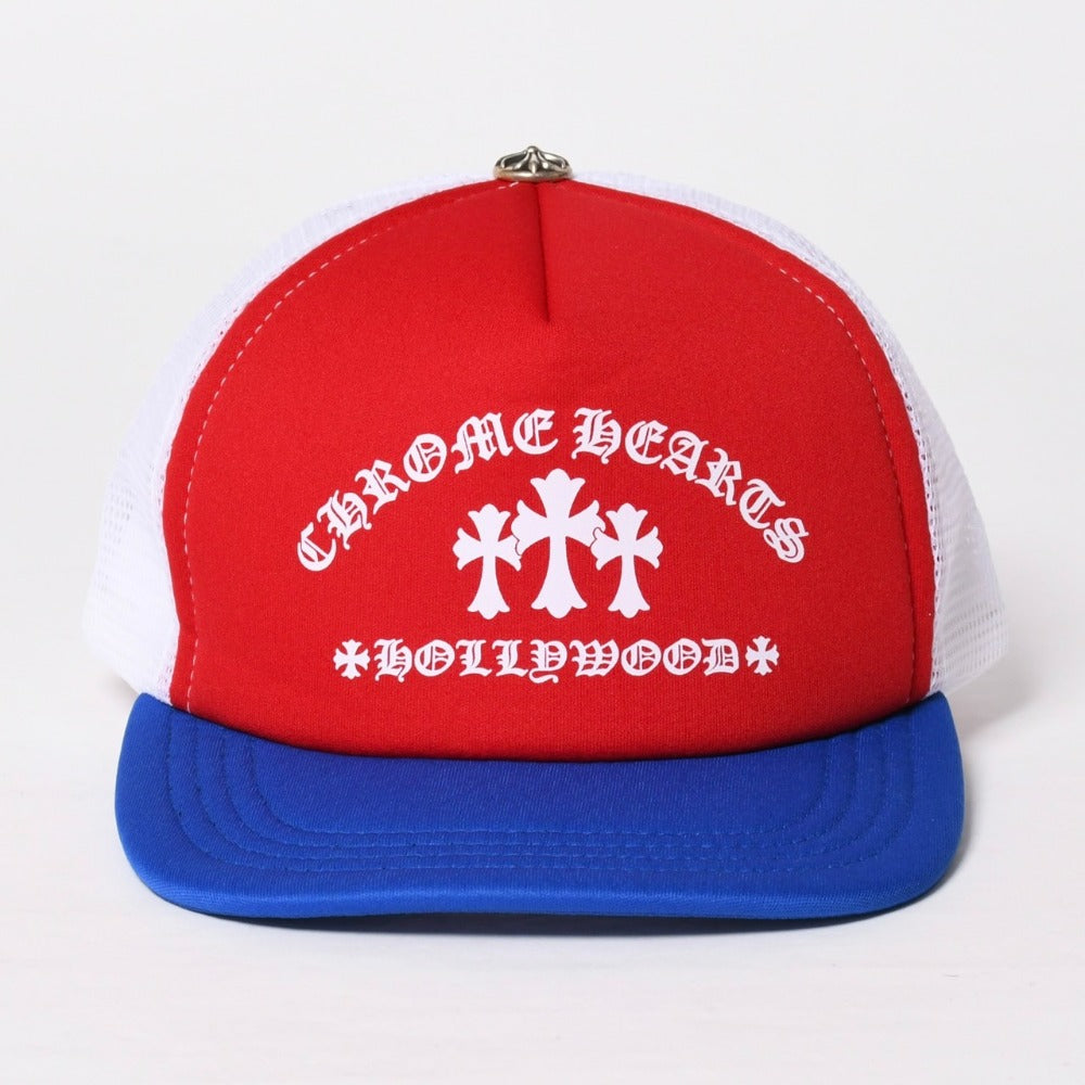 新品同様品 CHROME HEARTS クロムハーツ キャップ キングオブタコ 4th of July トラッカーキャップ 帽子 レッド ホワイト ブルー 中古 4a009339