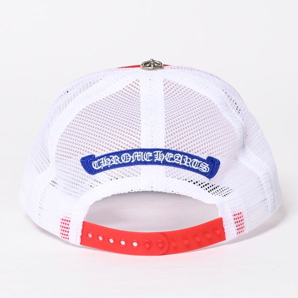 新品同様品 CHROME HEARTS クロムハーツ キャップ キングオブタコ 4th of July トラッカーキャップ 帽子 レッド ホワイト ブルー 中古 4a009339