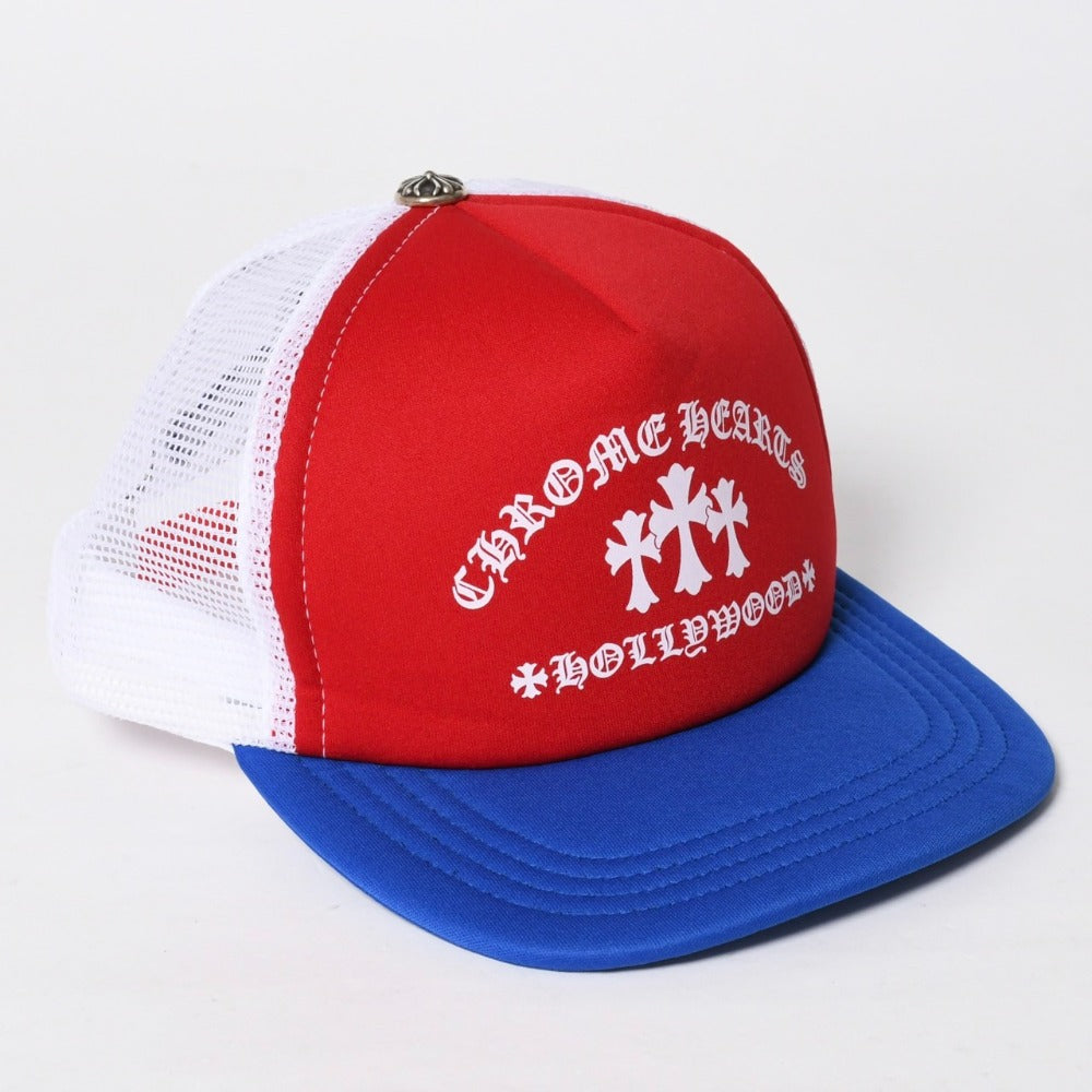 Like new CHROME HEARTS Cap King of Octopus 4th of July Trucker Cap Hat Red White Blue Used 4a009339