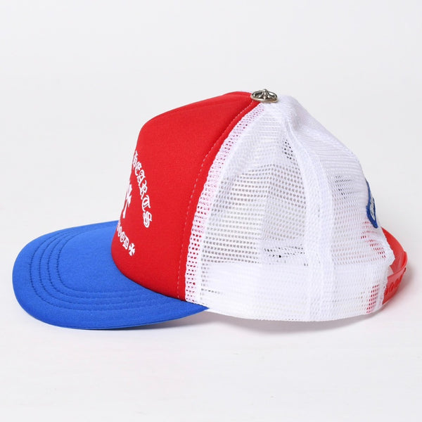 新品同様品 CHROME HEARTS クロムハーツ キャップ キングオブタコ 4th of July トラッカーキャップ 帽子 レッド ホワイト ブルー 中古 4a009339