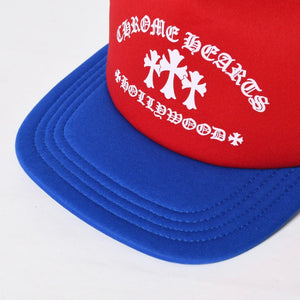 新品同様品 CHROME HEARTS クロムハーツ キャップ キングオブタコ 4th of July トラッカーキャップ 帽子 レッド ホワイト ブルー 中古 4a009339