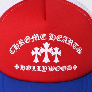 新品同様品 CHROME HEARTS クロムハーツ キャップ キングオブタコ 4th of July トラッカーキャップ 帽子 レッド ホワイト ブルー 中古 4a009339