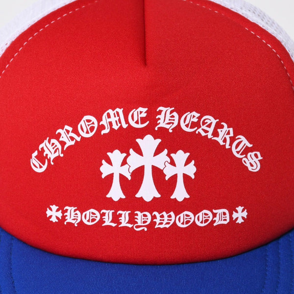 新品同様品 CHROME HEARTS クロムハーツ キャップ キングオブタコ 4th of July トラッカーキャップ 帽子 レッド ホワイト ブルー 中古 4a009339