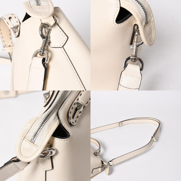 極美品 FENDI フェンディ バイ ザ ウェイ ミディアム 2WAY ハンドバッグ ショルダーバッグ 8BL146 カーフレザー アイボリー シルバー金具 中古 4a009142