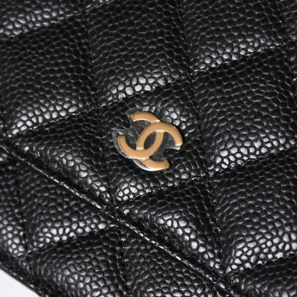 新品同様 CHANEL シャネル チェーンウォレット 長財布 30番台 ココマーク キャビアスキン ブラック ゴールド金具 中古 4a009245
