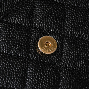 新品同様 CHANEL シャネル チェーンウォレット 長財布 30番台 ココマーク キャビアスキン ブラック ゴールド金具 中古 4a009245