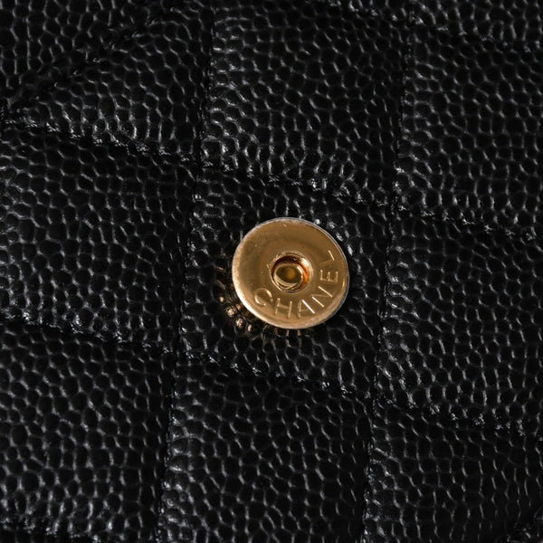 新品同様 CHANEL シャネル チェーンウォレット 長財布 30番台 ココマーク キャビアスキン ブラック ゴールド金具 中古 4a009245