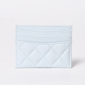 極美品 CHANEL シャネル ココマーク カードケース ランダム番台 キャビアスキン ライトブルー ゴールド金具 中古 4a008763