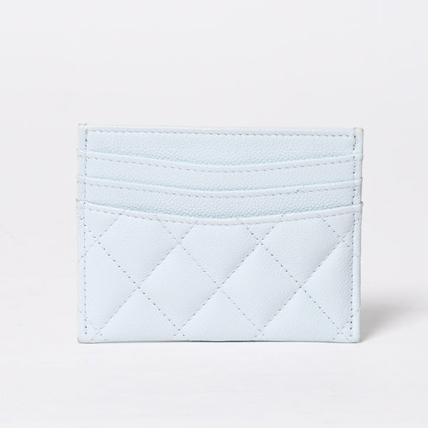 極美品 CHANEL シャネル ココマーク カードケース ランダム番台 キャビアスキン ライトブルー ゴールド金具 中古 4a008763