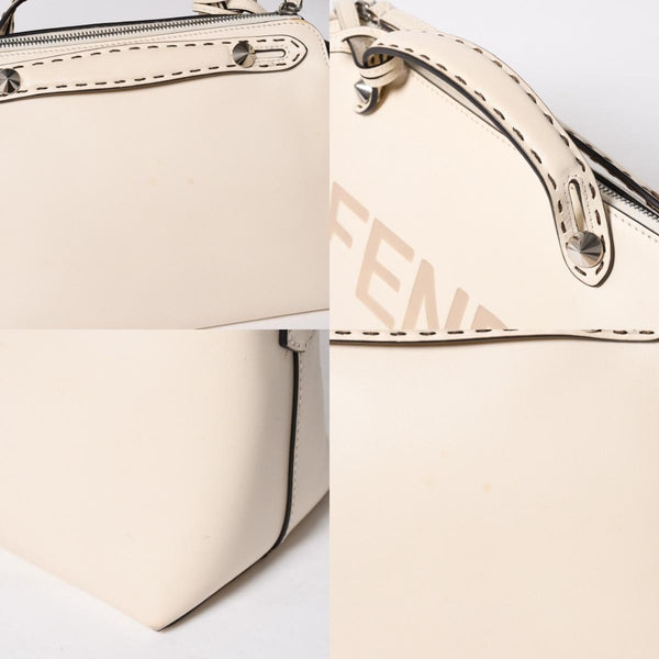 極美品 FENDI フェンディ バイ ザ ウェイ ミディアム 2WAY ハンドバッグ ショルダーバッグ 8BL146 カーフレザー アイボリー シルバー金具 中古 4a009142