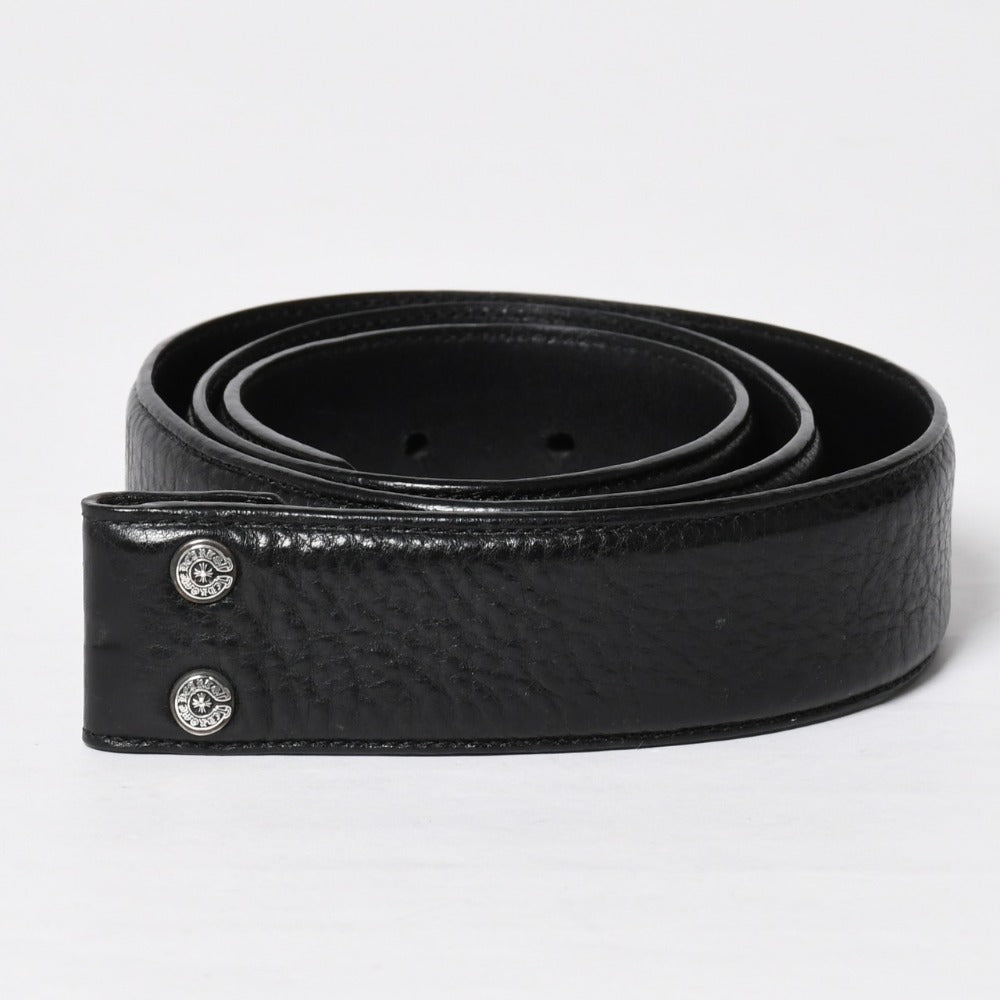 極美品 CHROME HEARTS クロムハーツ 1.5 BELT STRAP 1.5インチ レザーベルトストラップ サイズ34 ホースシュー シルバー925 中古 4a009247