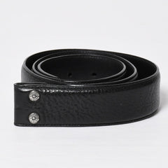 極美品 CHROME HEARTS クロムハーツ 1.5 BELT STRAP 1.5インチ レザーベルトストラップ サイズ34 ホースシュー シルバー925 中古 4a009247