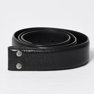 極美品 CHROME HEARTS クロムハーツ 1.5 BELT STRAP 1.5インチ レザーベルトストラップ サイズ34 ホースシュー シルバー925 中古 4a009247