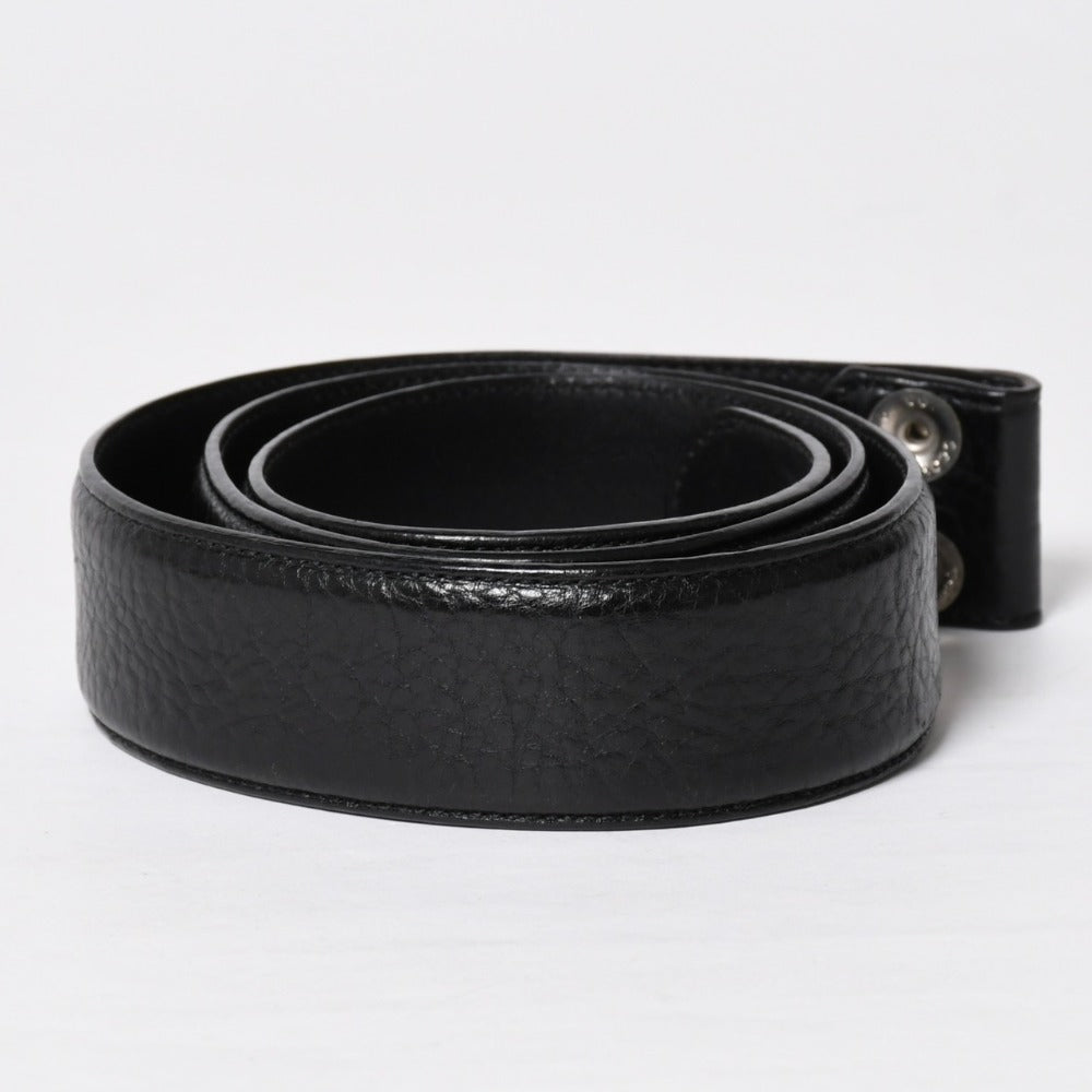 極美品 CHROME HEARTS クロムハーツ 1.5 BELT STRAP 1.5インチ レザーベルトストラップ サイズ34 ホースシュー シルバー925 中古 4a009247