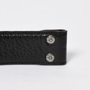 極美品 CHROME HEARTS クロムハーツ 1.5 BELT STRAP 1.5インチ レザーベルトストラップ サイズ34 ホースシュー シルバー925 中古 4a009247