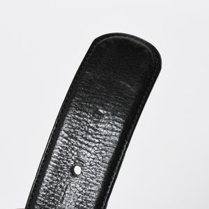 極美品 CHROME HEARTS クロムハーツ 1.5 BELT STRAP 1.5インチ レザーベルトストラップ サイズ34 ホースシュー シルバー925 中古 4a009247