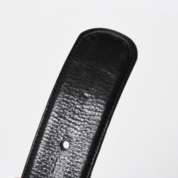 極美品 CHROME HEARTS クロムハーツ 1.5 BELT STRAP 1.5インチ レザーベルトストラップ サイズ34 ホースシュー シルバー925 中古 4a009247