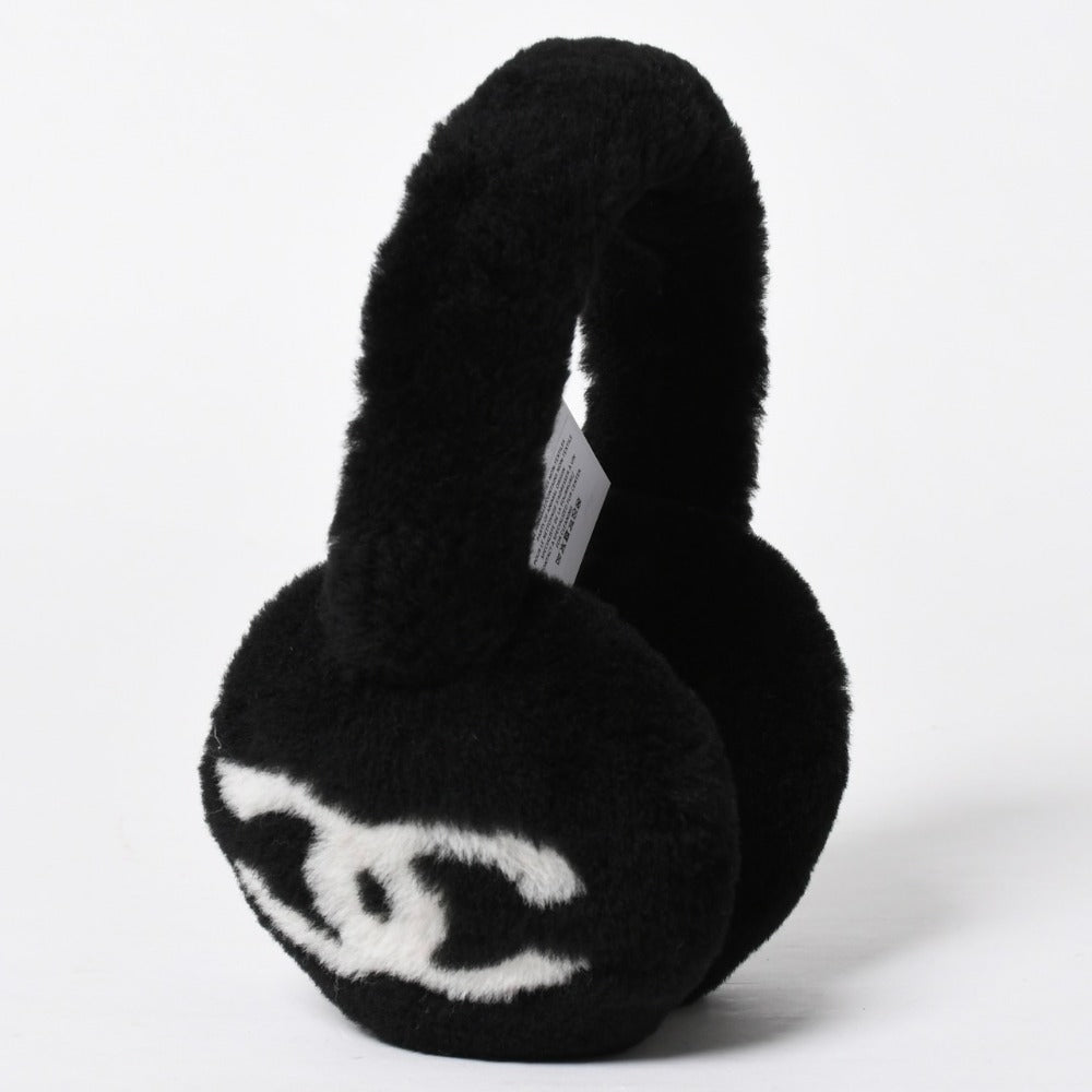 新品未使用 CHANEL シャネル COCO NEIGE ココ ネージュ イヤーマフ ココマーク ラムシアリング ブラック ホワイト 中古 4a009224