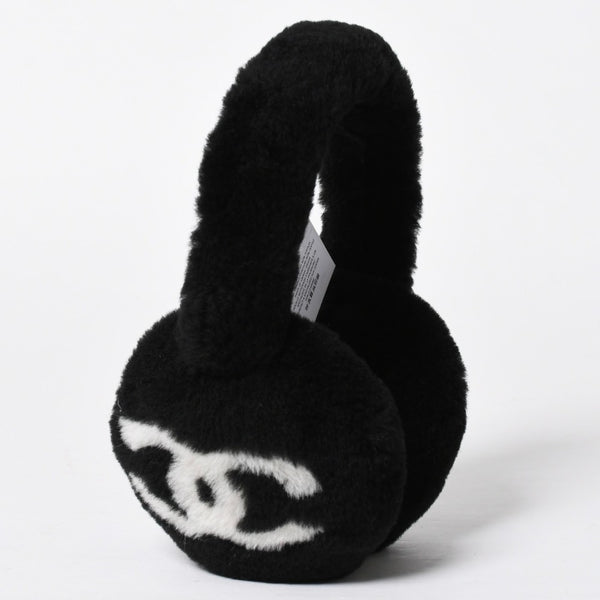 新品未使用 CHANEL シャネル COCO NEIGE ココ ネージュ イヤーマフ ココマーク ラムシアリング ブラック ホワイト 中古 4a009224