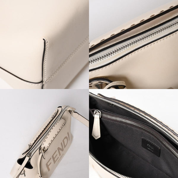極美品 FENDI フェンディ バイ ザ ウェイ ミディアム 2WAY ハンドバッグ ショルダーバッグ 8BL146 カーフレザー アイボリー シルバー金具 中古 4a009142