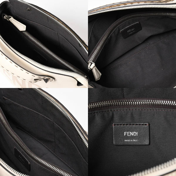 極美品 FENDI フェンディ バイ ザ ウェイ ミディアム 2WAY ハンドバッグ ショルダーバッグ 8BL146 カーフレザー アイボリー シルバー金具 中古 4a009142