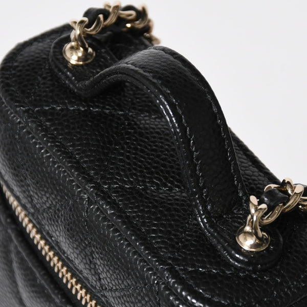 新品同様品 CHANEL シャネル スモールヴァニティーケース ショルダーバッグ キャビアスキン ブラック ゴールド金具 31番台 中古 4a009243