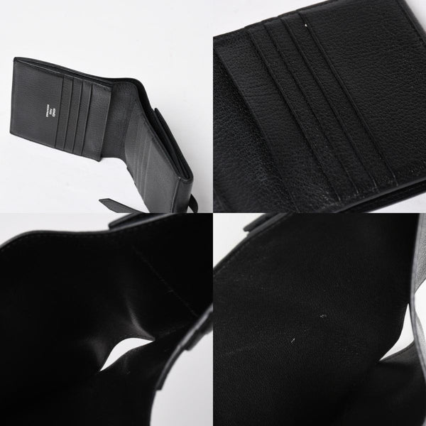Very good condition HERMES Behan Recto Verso Bifold Wallet □N stamp Chevre Black Silver hardware Used 4a009068