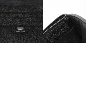 Very good condition HERMES Behan Recto Verso Bifold Wallet □N stamp Chevre Black Silver hardware Used 4a009068