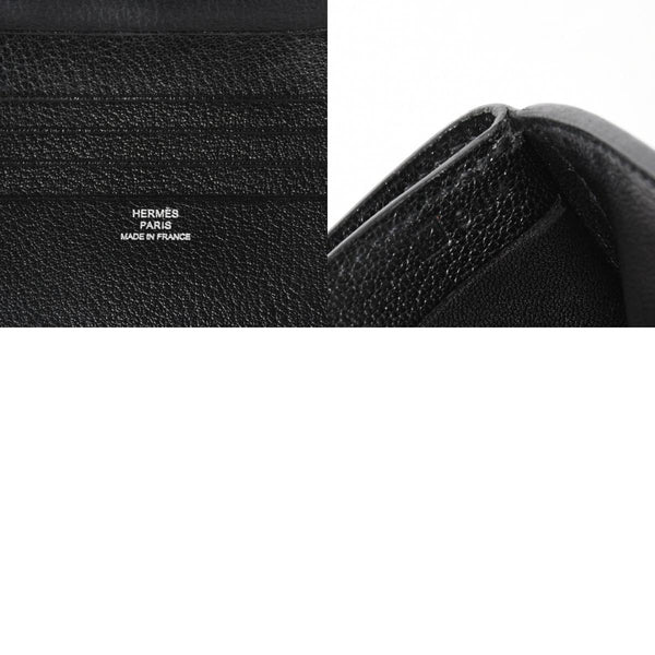 Very good condition HERMES Behan Recto Verso Bifold Wallet □N stamp Chevre Black Silver hardware Used 4a009068