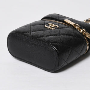 新品同様品 CHANEL シャネル スモールヴァニティーケース ショルダーバッグ キャビアスキン ブラック ゴールド金具 31番台 中古 4a009243