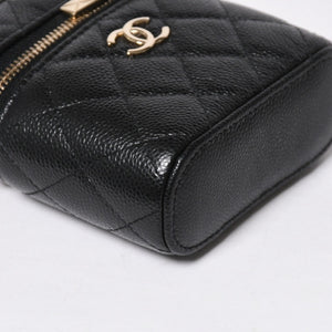 新品同様品 CHANEL シャネル スモールヴァニティーケース ショルダーバッグ キャビアスキン ブラック ゴールド金具 31番台 中古 4a009243